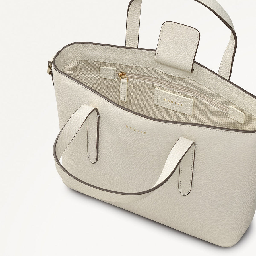 Silk Street Leather Small Open Top Multiway Bag in Chalk - 111824