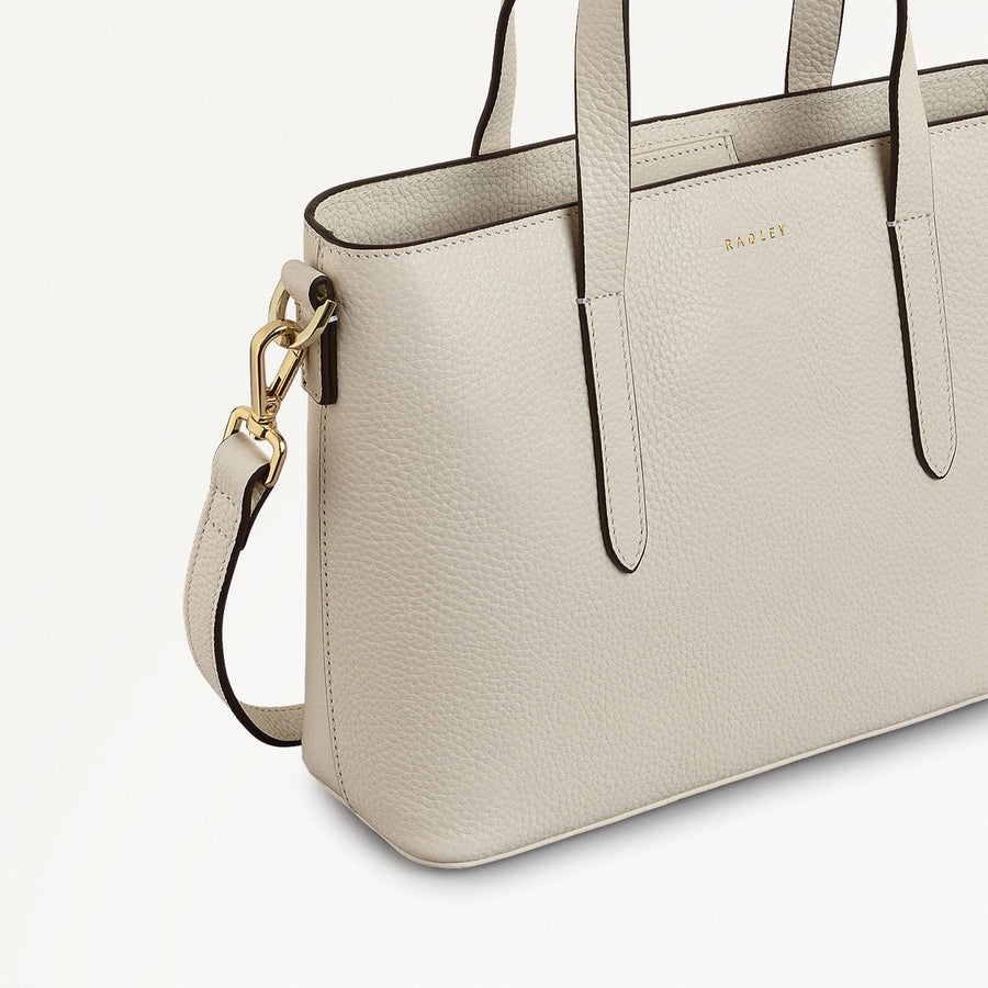 Silk Street Leather Small Open Top Multiway Bag in Chalk - 111824