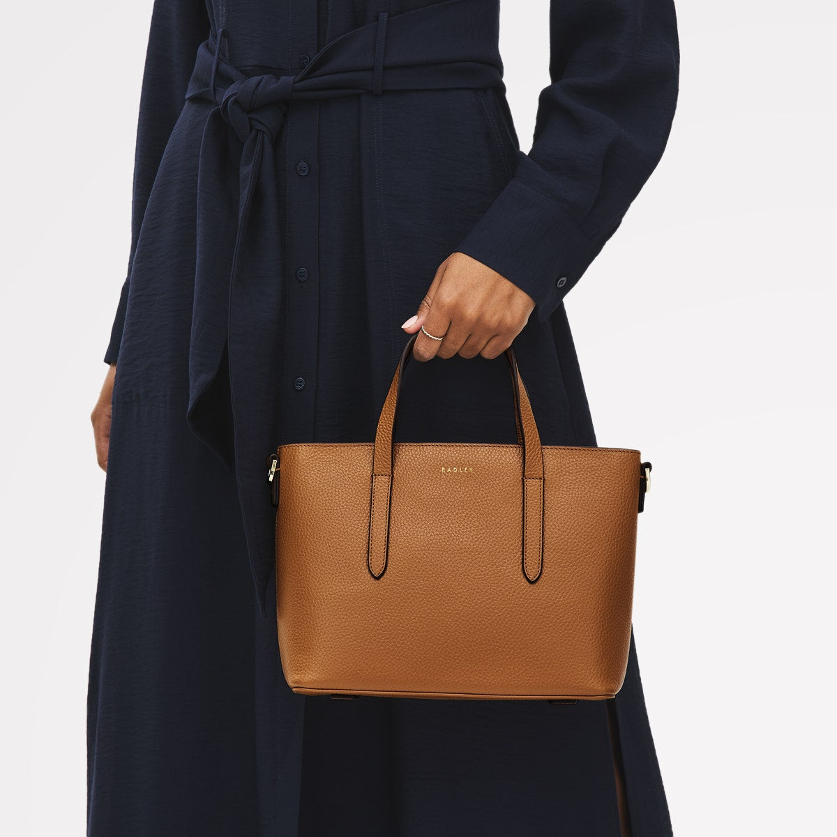 Silk Street Leather Small Open Top Multiway Bag in Caramel - 111825