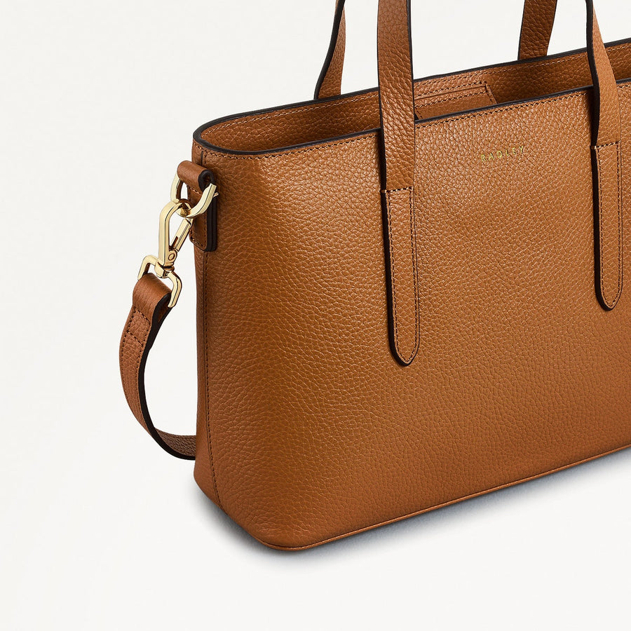 Silk Street Leather Small Open Top Multiway Bag in Caramel - 111825