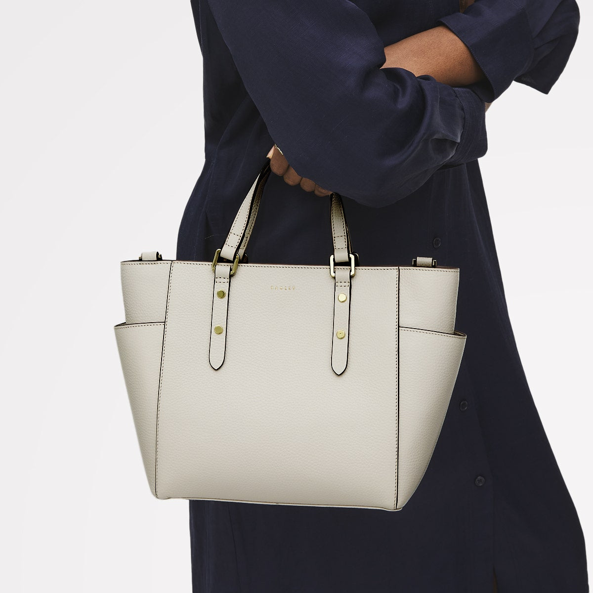 Silk Street Leather Medium Ziptop Multiway Bag in Chalk - 111827