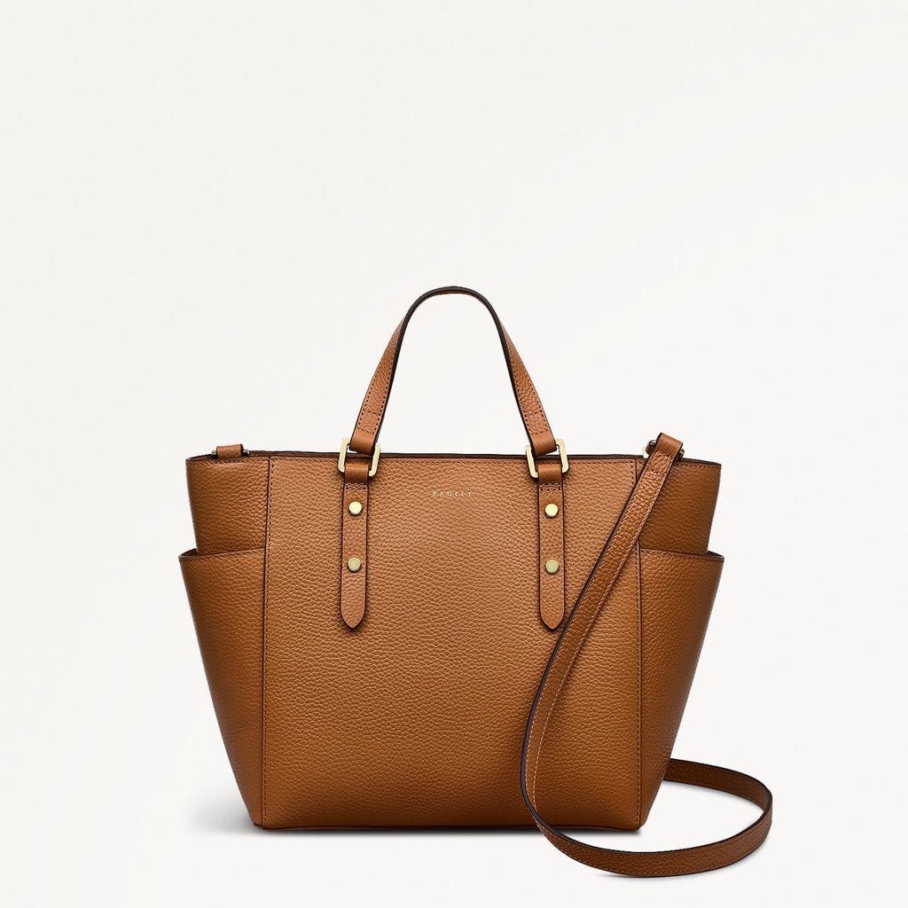 Silk Street Leather Medium Ziptop Multiway Bag in Caramel - 111828