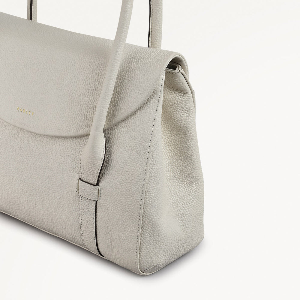 Briar Hill Leather Medium Flapover Shoulder Bag in Chalk - 111833