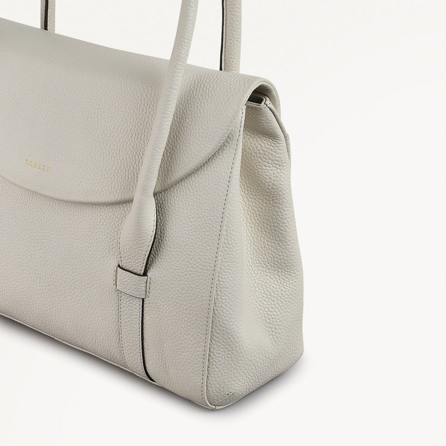 Briar Hill Leather Medium Flapover Shoulder Bag in Chalk - 111833