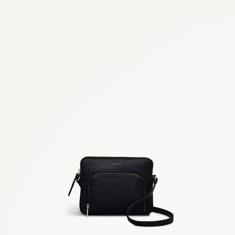 Redford Close Leather Small Ziptop Cross Body Bag in Black - 111834