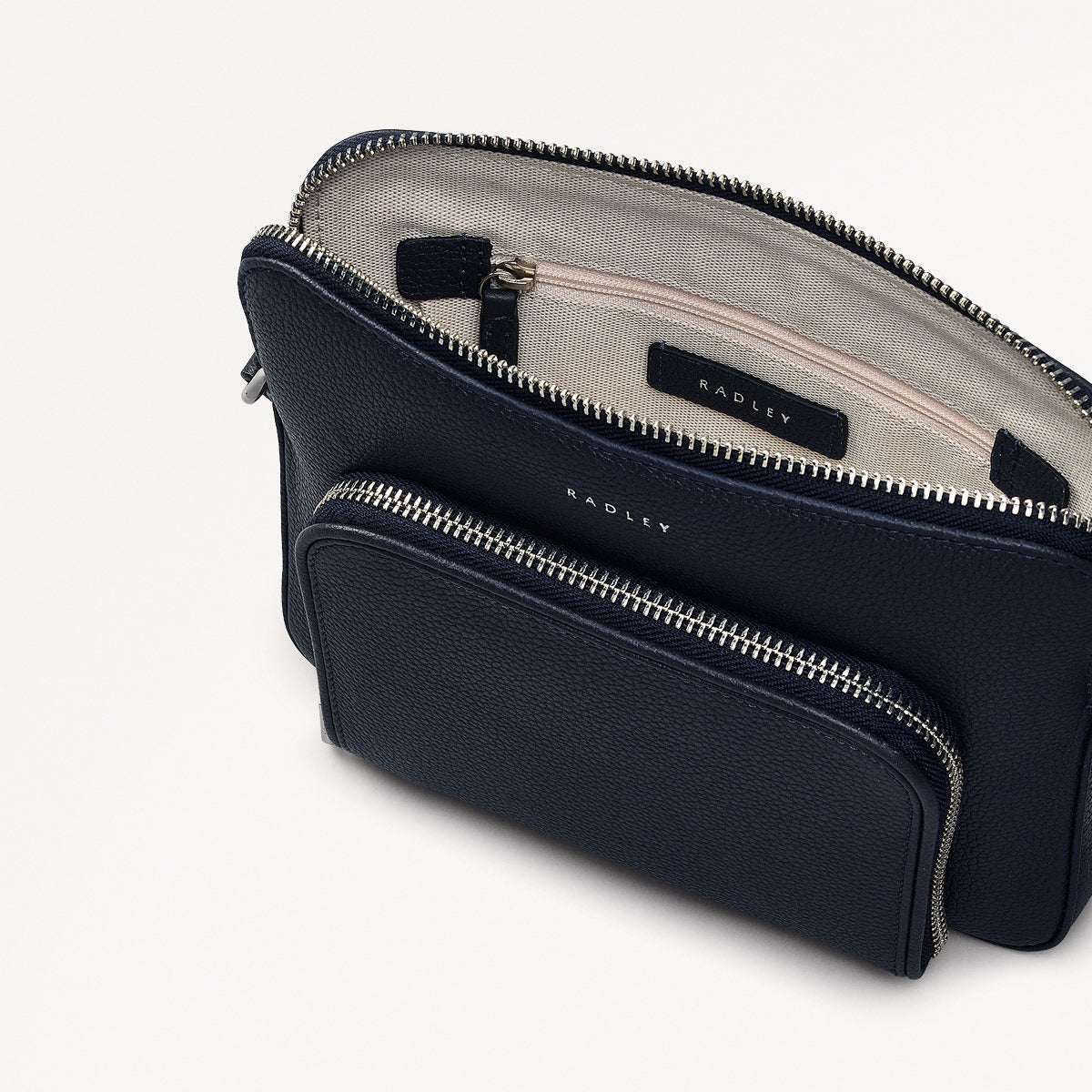 Redford Close Leather Small Ziptop Cross Body Bag in Ink - 111835