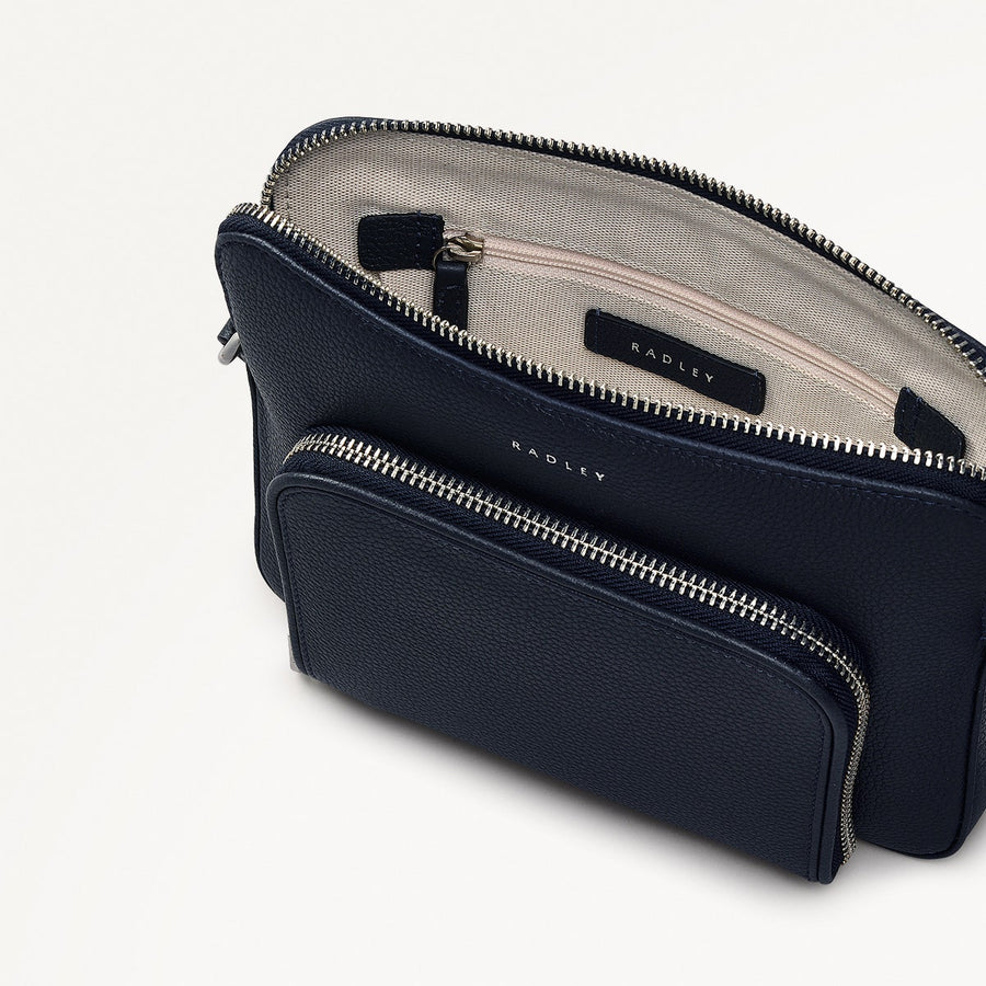 Redford Close Leather Small Ziptop Cross Body Bag in Ink - 111835