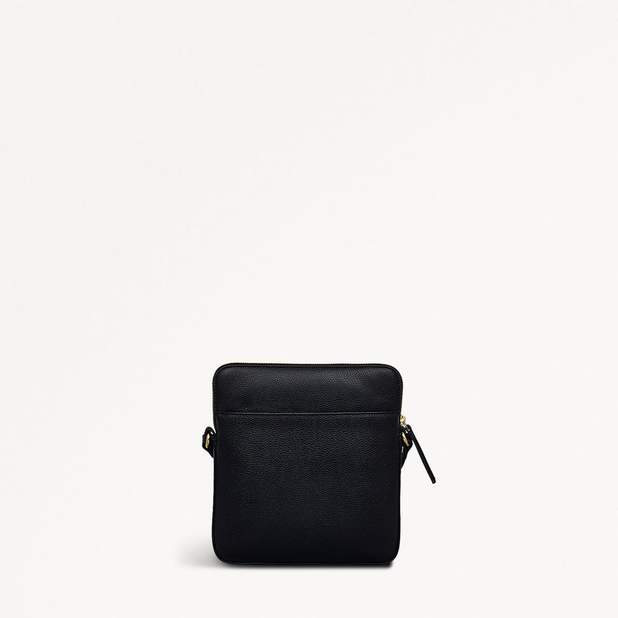 Redford Close Leather Medium Ziptop Cross Body Bag in Black - 111838