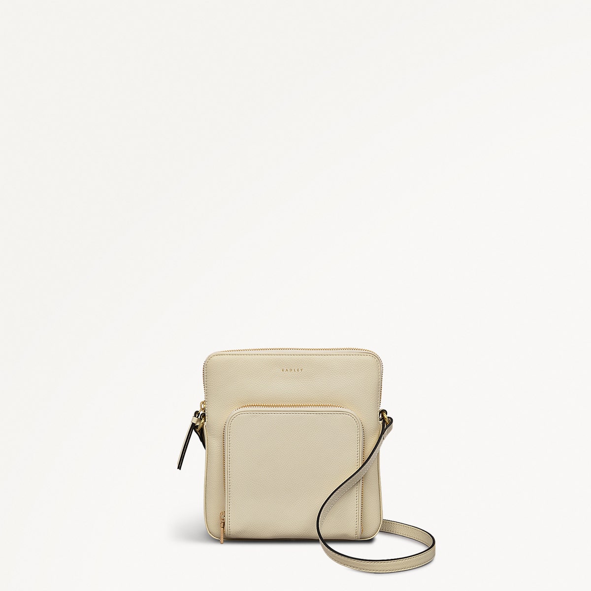 Redford Close Leather Medium Ziptop Cross Body Bag in Chalk - 111840