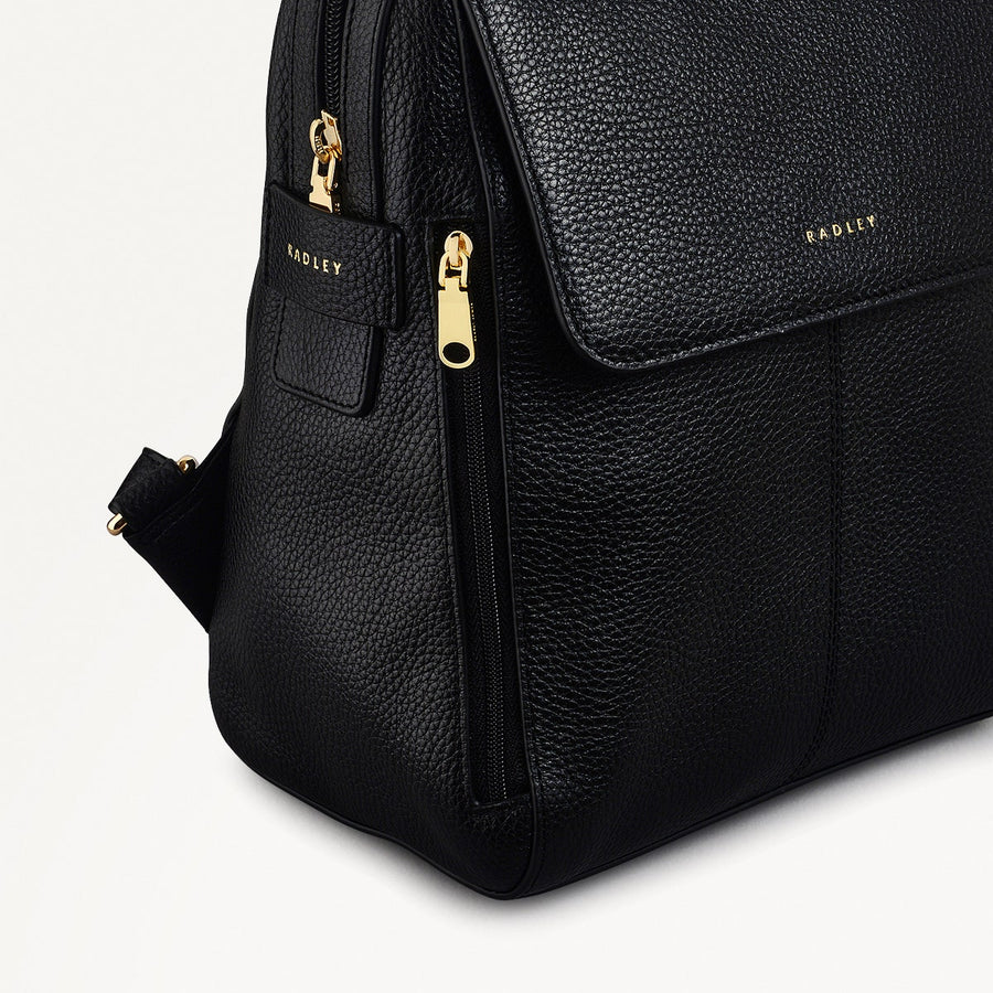 LORNE CLOSE MEDIUM FLAPOVER BACKPACK BLACK