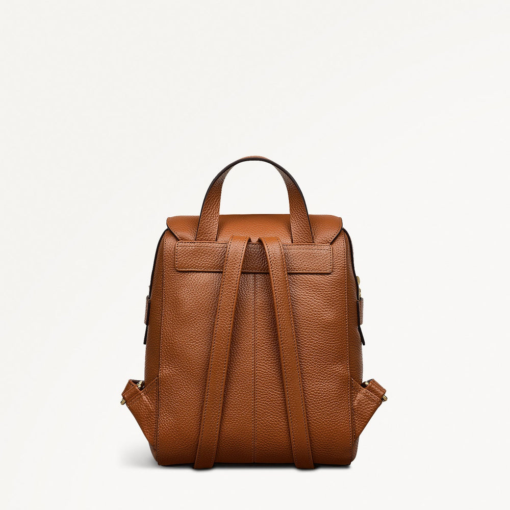 Lorne Close Leather Medium Flapover Backpack in Indus Tan - 111843