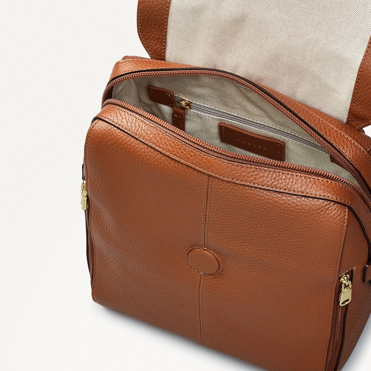 Lorne Close Leather Medium Flapover Backpack in Indus Tan - 111843