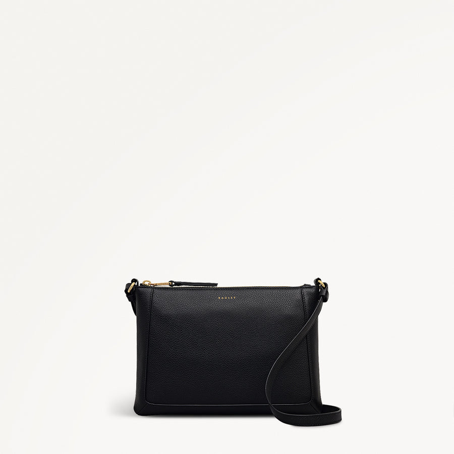 Kew Way Leather Small Ziptop Cross Body Bag in Black - 111881