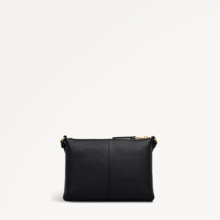 Kew Way Leather Small Ziptop Cross Body Bag in Black - 111881