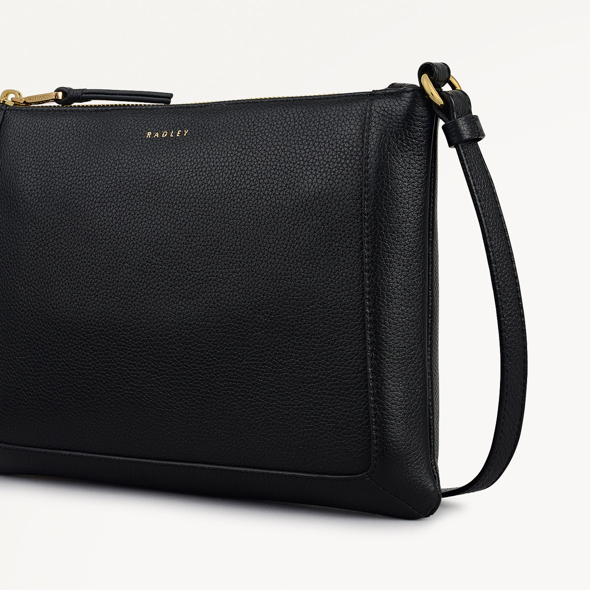 Kew Way Leather Small Ziptop Cross Body Bag in Black - 111881