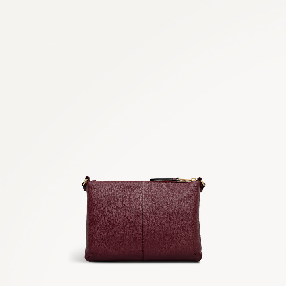 Kew Way Leather Small Ziptop Cross Body Bag in Merlot - 111883