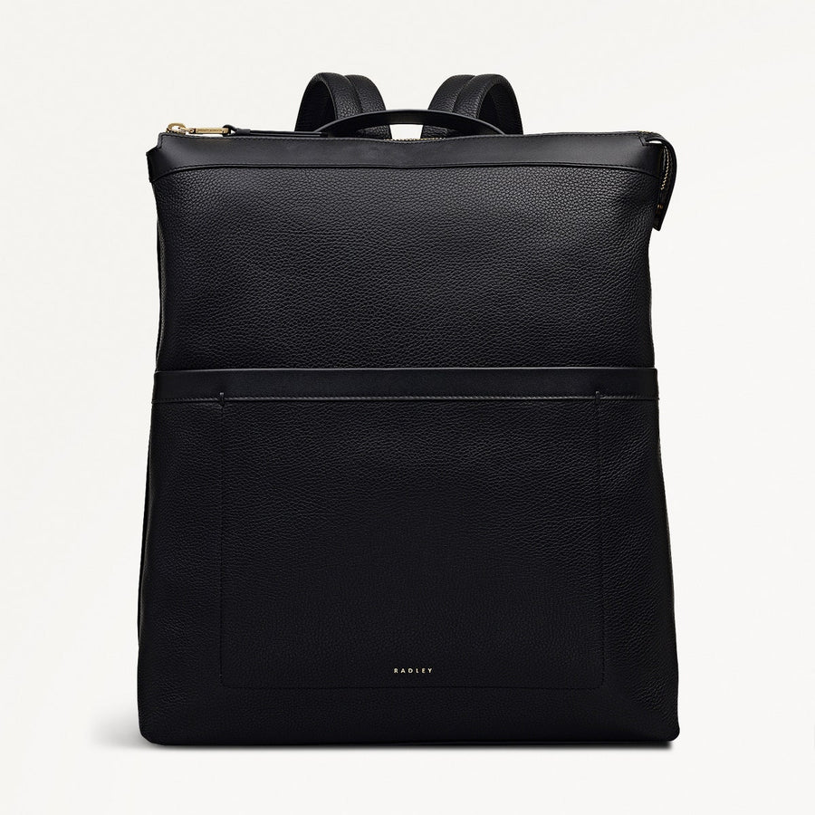 Alba Place Leather Large Ziptop Backpack in Black - 111902