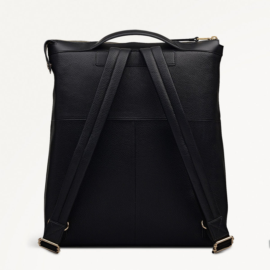 Alba Place Leather Large Ziptop Backpack in Black - 111902