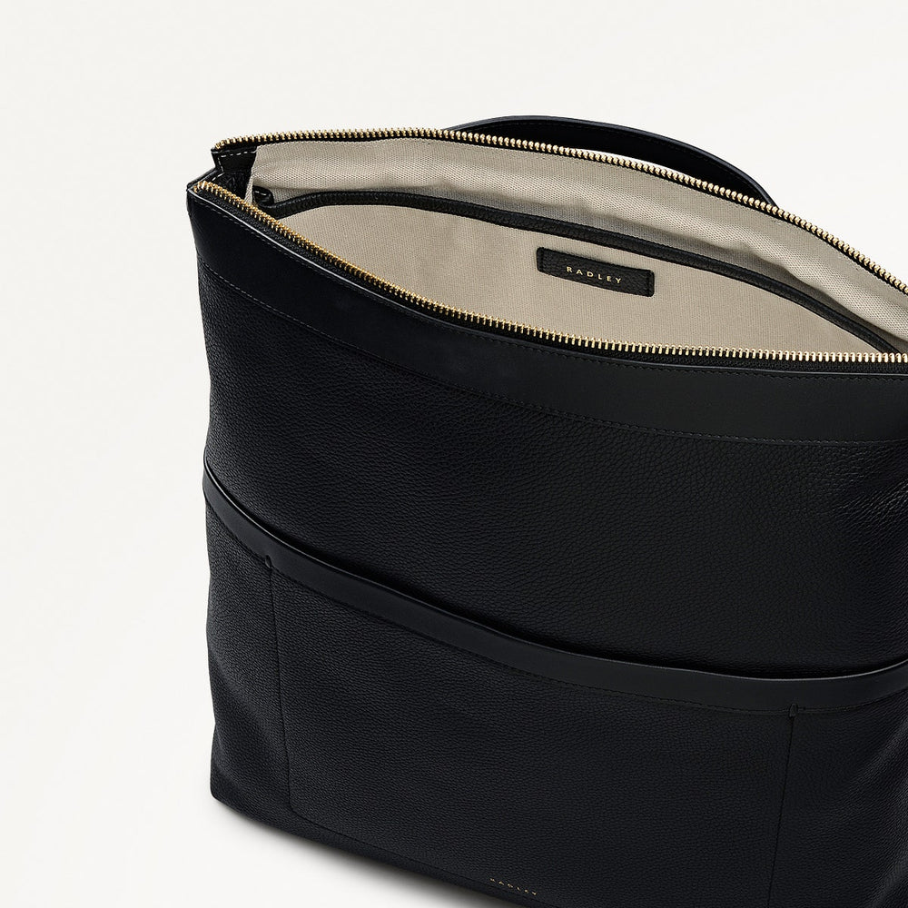 Alba Place Leather Large Ziptop Backpack in Black - 111902