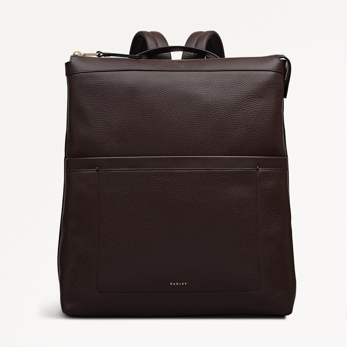 Alba Place Leather Large Ziptop Backpack in Dark Oak - 111903