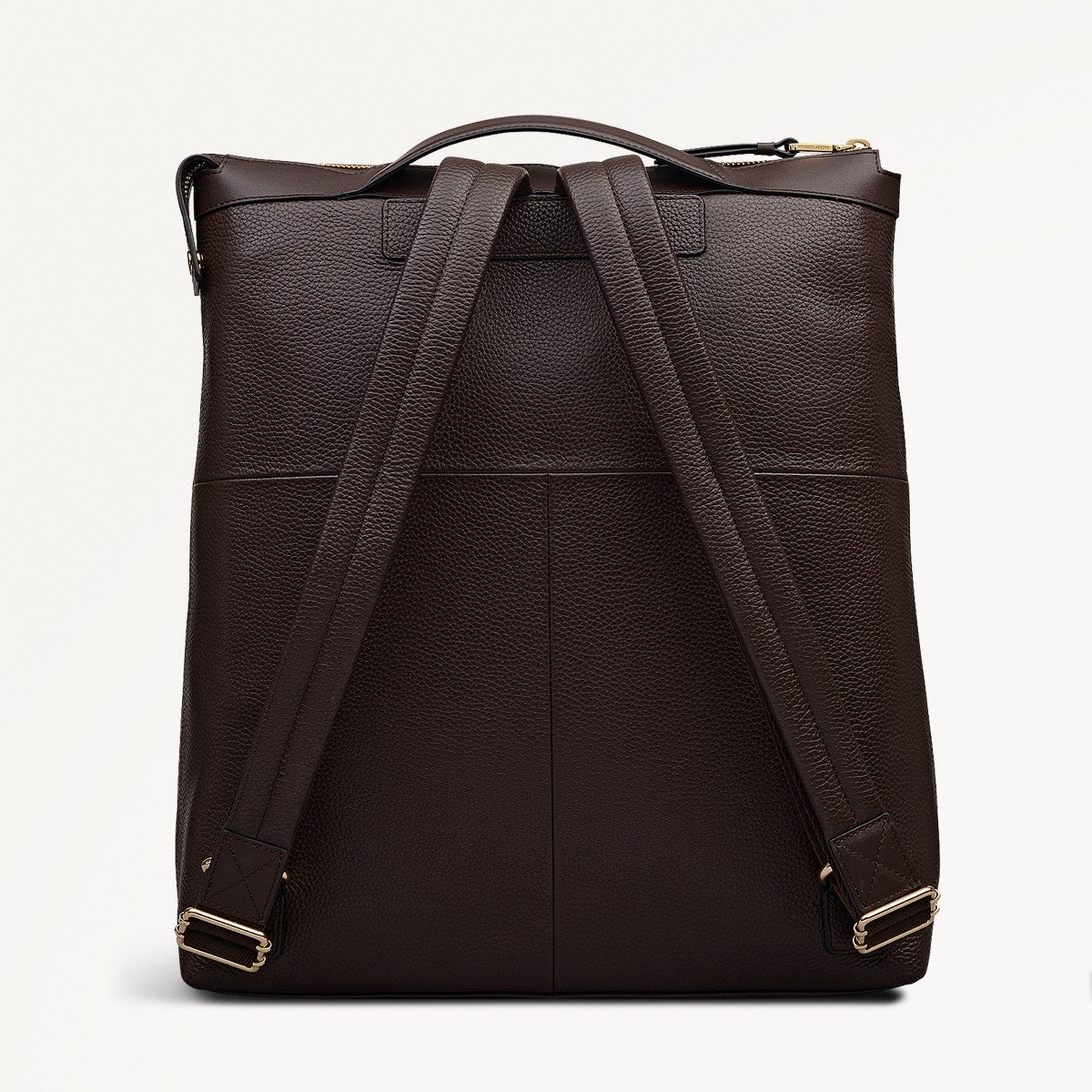 Alba Place Leather Large Ziptop Backpack in Dark Oak - 111903