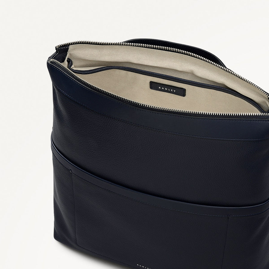 Alba Place Leather Large Ziptop Backpack in Ink - 111904