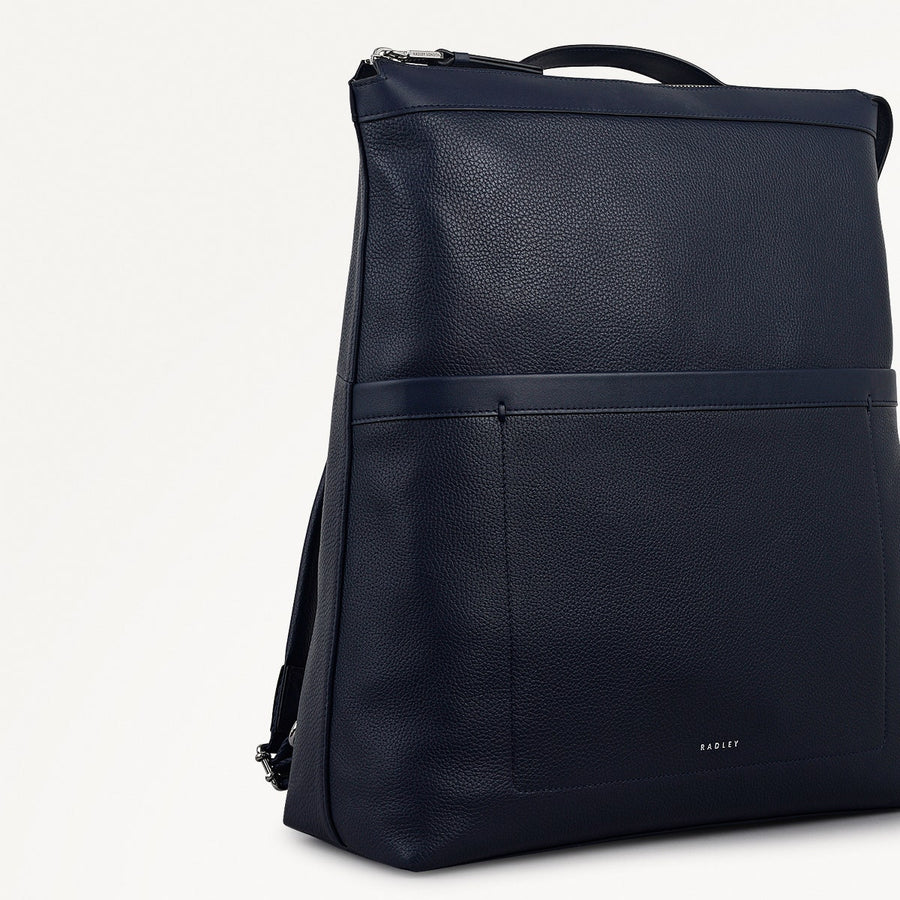 Alba Place Leather Large Ziptop Backpack in Ink - 111904