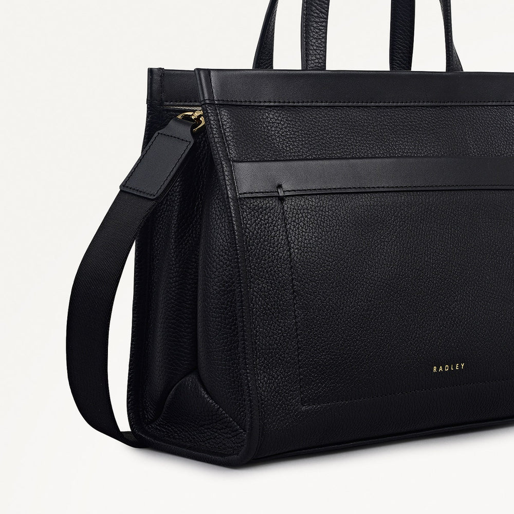 Alba Place Leather Small Ziptop Grab Bag in Black - 111905