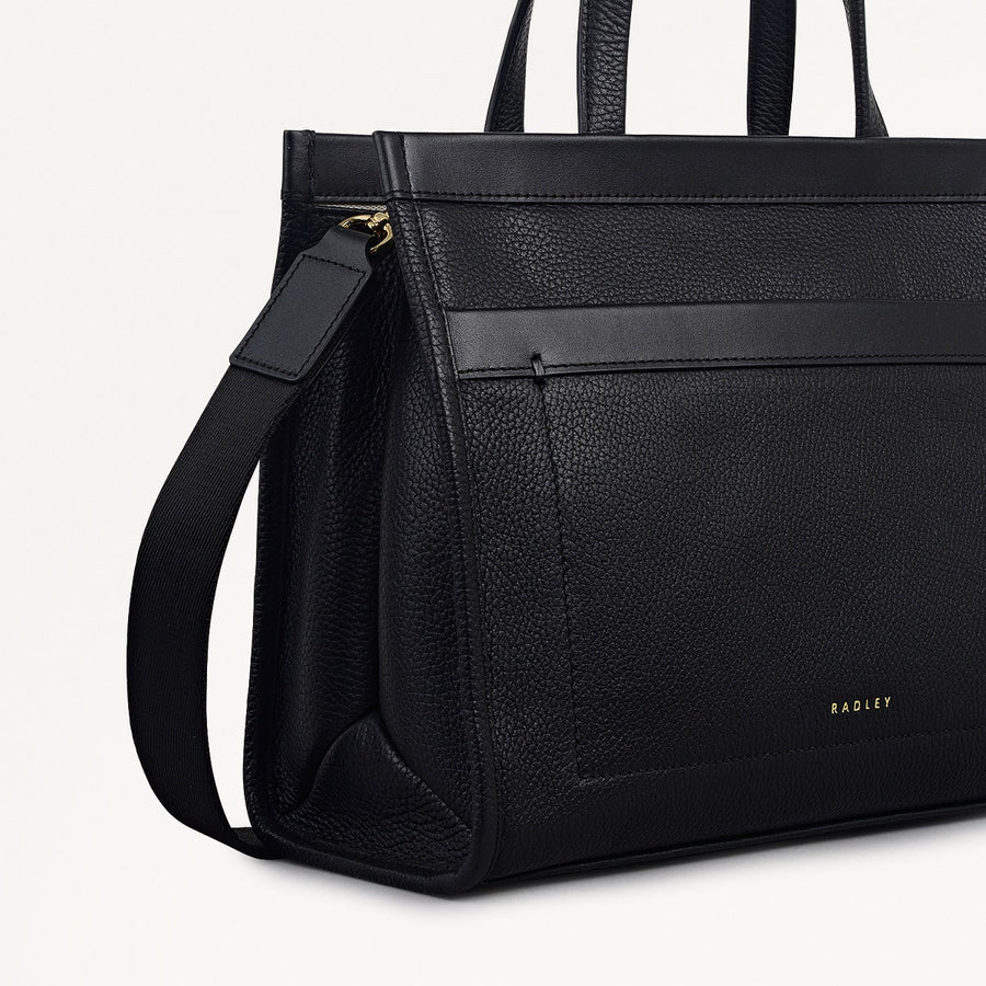 Alba Place Leather Small Ziptop Grab Bag in Black - 111905