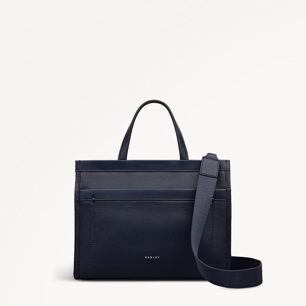 Alba Place Leather Small Ziptop Grab Bag in Ink - 111906