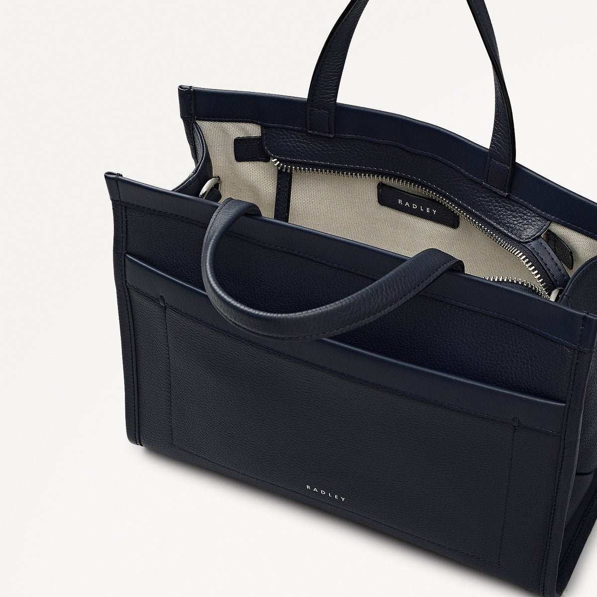 Alba Place Leather Small Ziptop Grab Bag in Ink - 111906