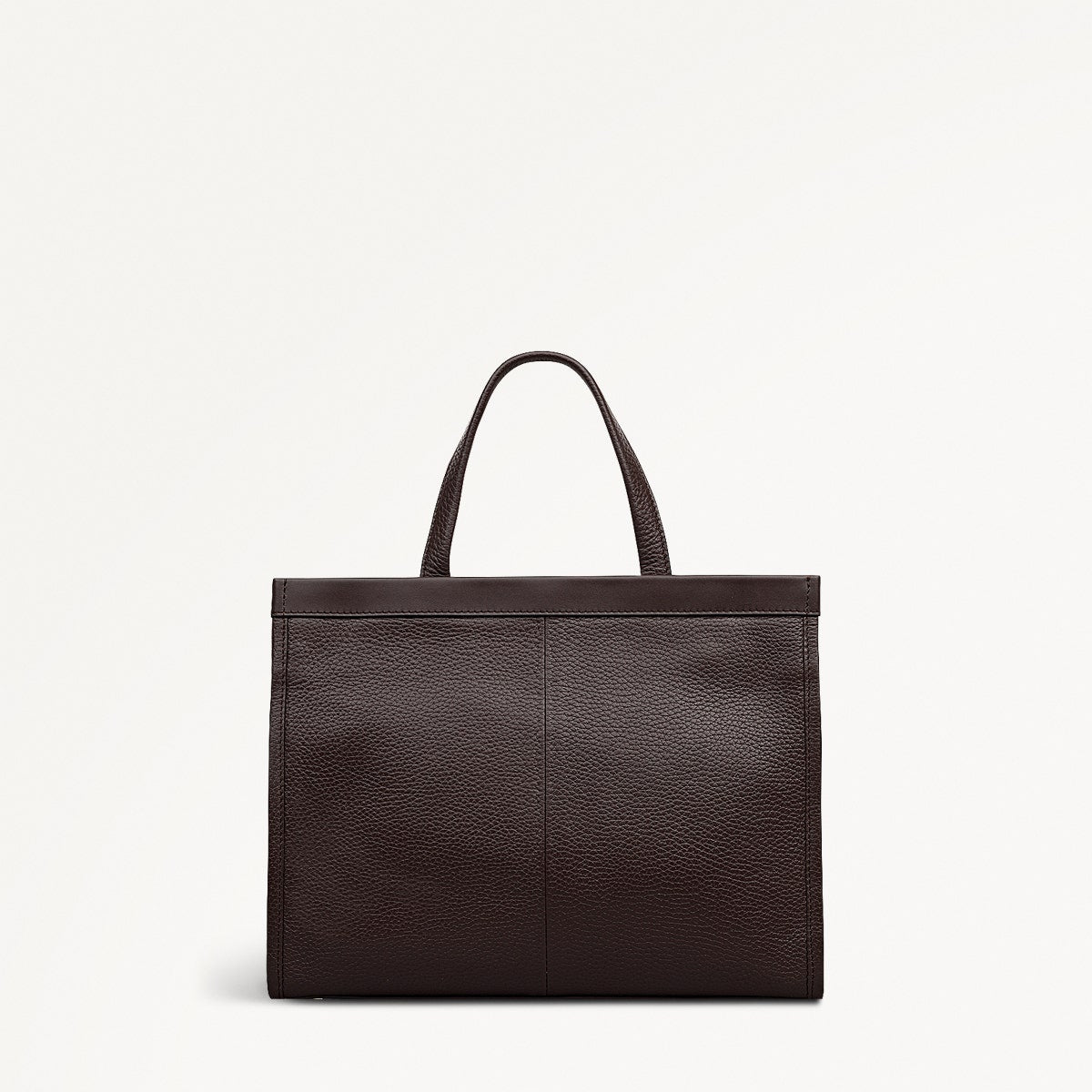 Alba Place Leather Small Ziptop Grab Bag in Dark Oak - 111908