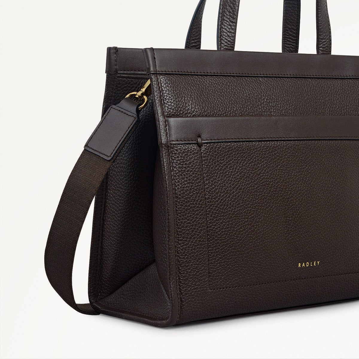 Alba Place Leather Small Ziptop Satchel Bag in Dark Oak - 111908