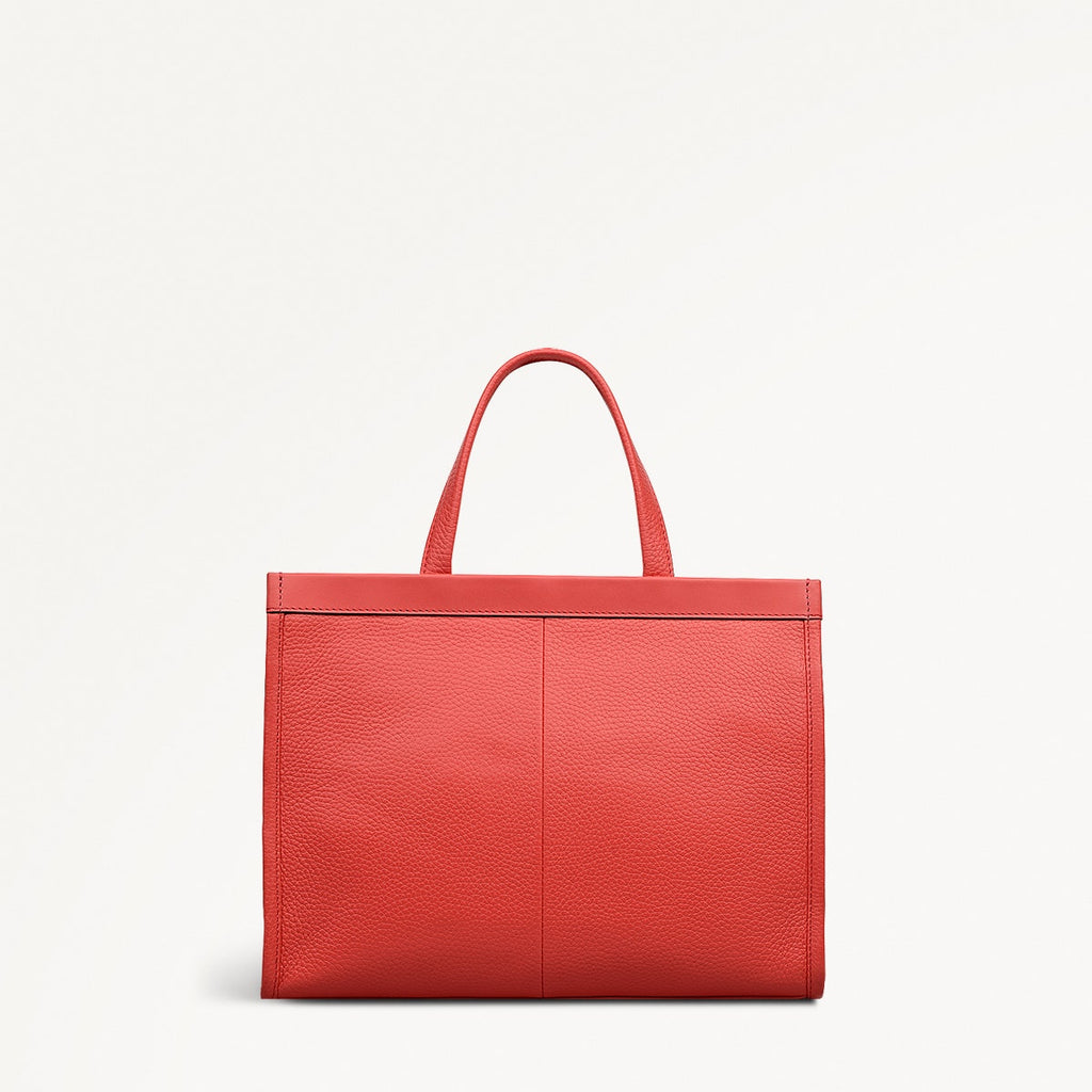Alba Place Leather Small Ziptop Grab Bag in Luscious Red - 111909