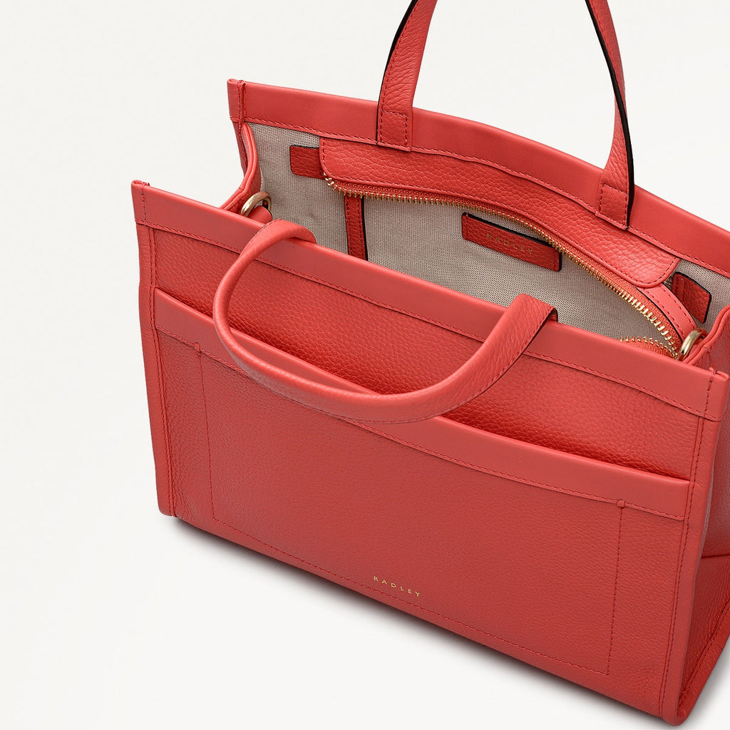 Alba Place Leather Small Ziptop Grab Bag in Luscious Red - 111909
