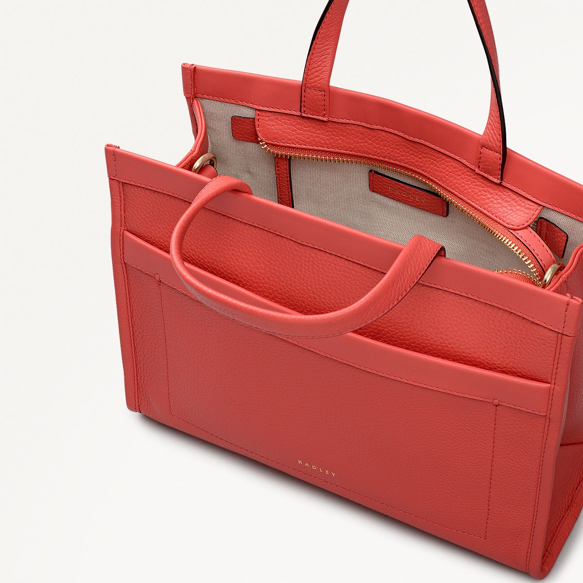 Alba Place Leather Small Ziptop Grab Bag in Luscious Red - 111909