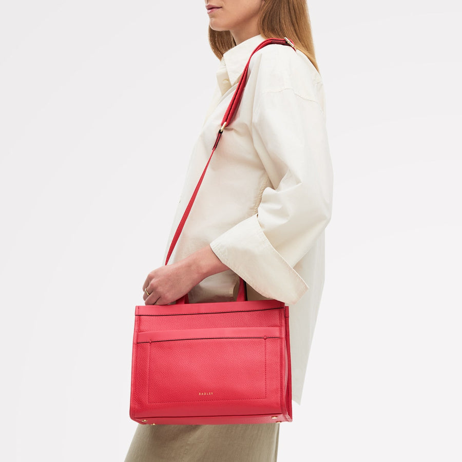 Alba Place Leather Small Ziptop Satchel Bag in Luscious Red - 111909