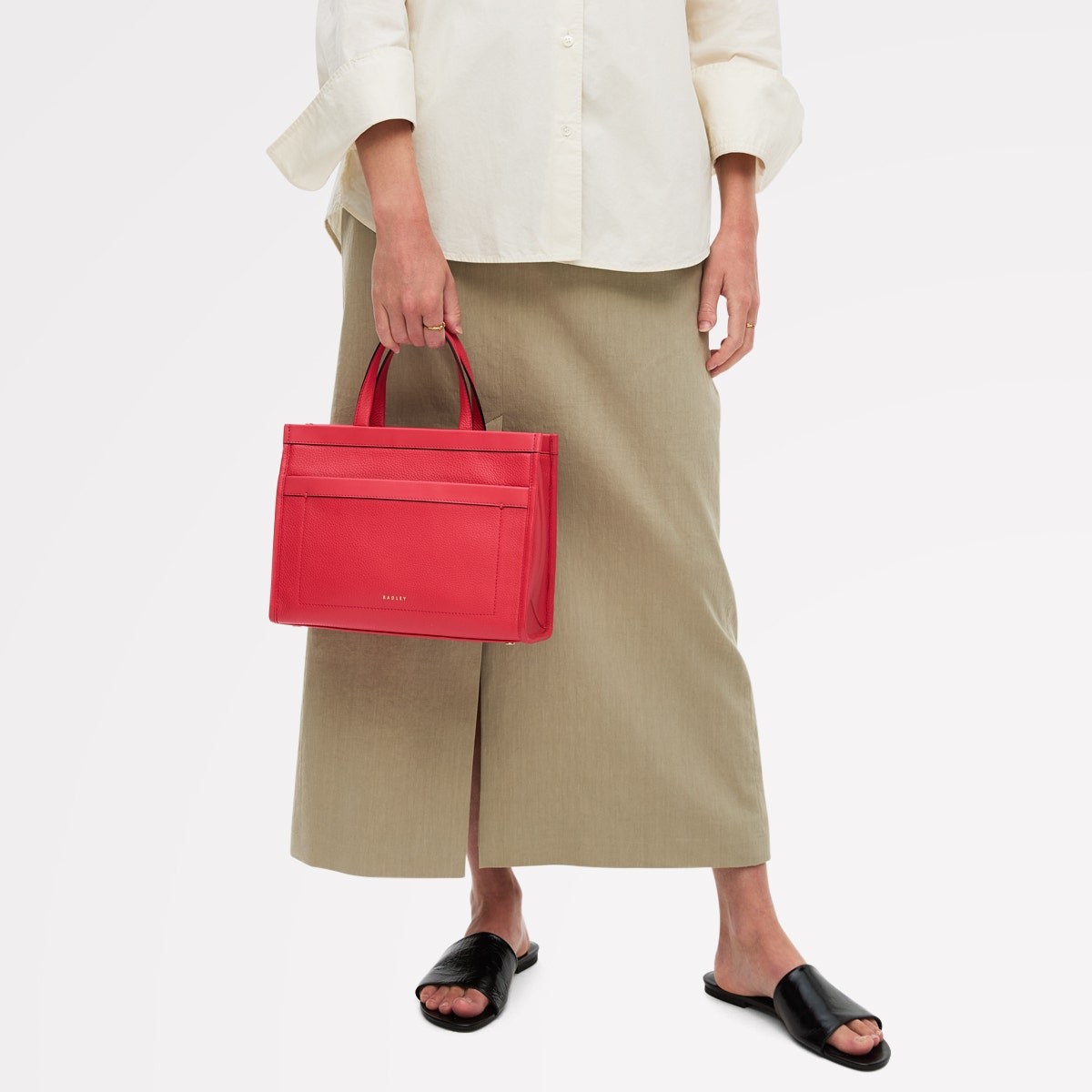 Alba Place Leather Small Ziptop Grab Bag in Luscious Red - 111909