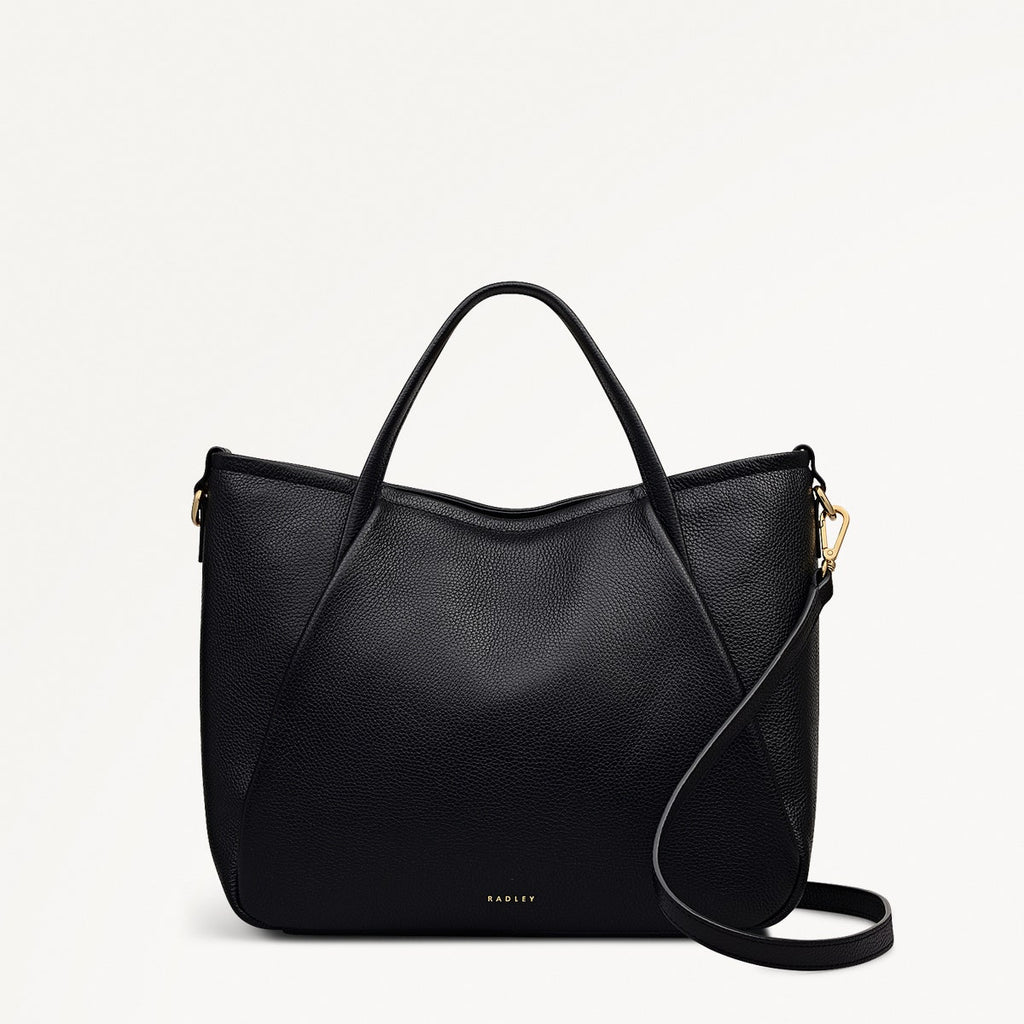 Eastney Street Leather Medium Ziptop Grab Bag in Black - 111910