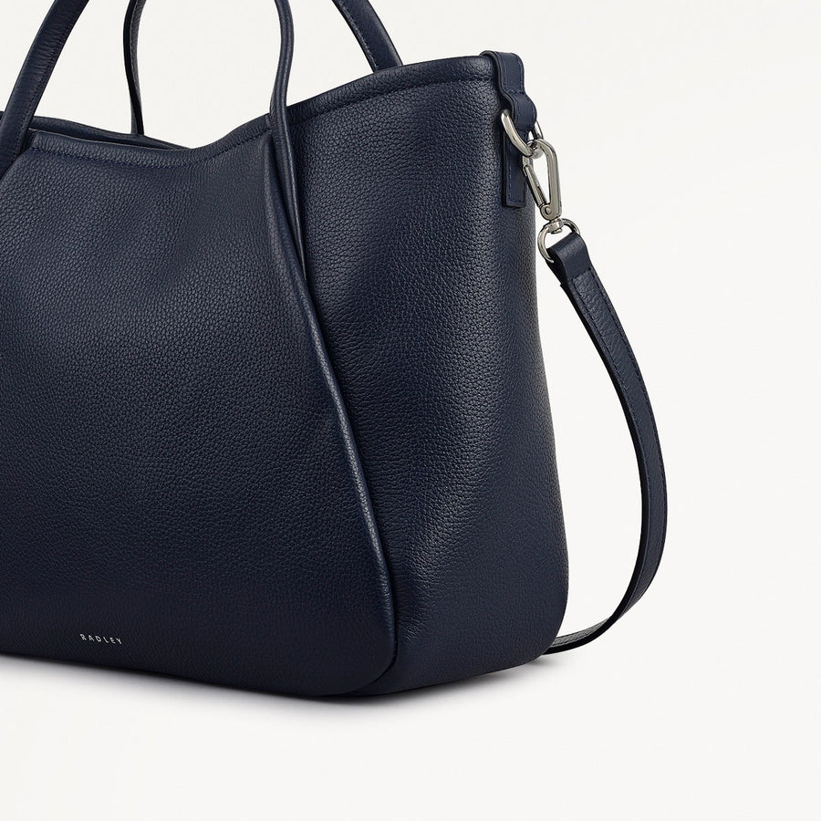 Eastney Street Leather Medium Ziptop Grab Bag in Ink - 111911