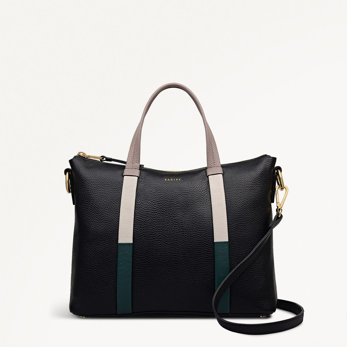 Waterloo Way Leather Medium Ziptop Grab Bag in Black - 111916