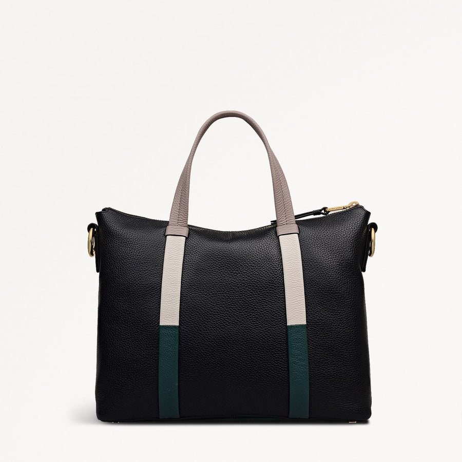 Waterloo Way Leather Medium Ziptop Grab Bag in Black - 111916