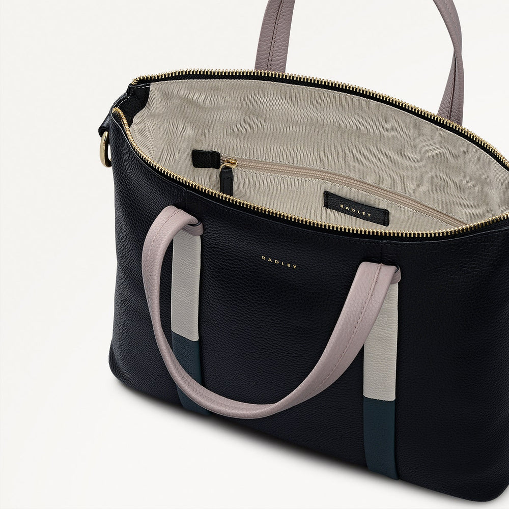 Waterloo Way Leather Medium Ziptop Satchel Bag in Black - 111916