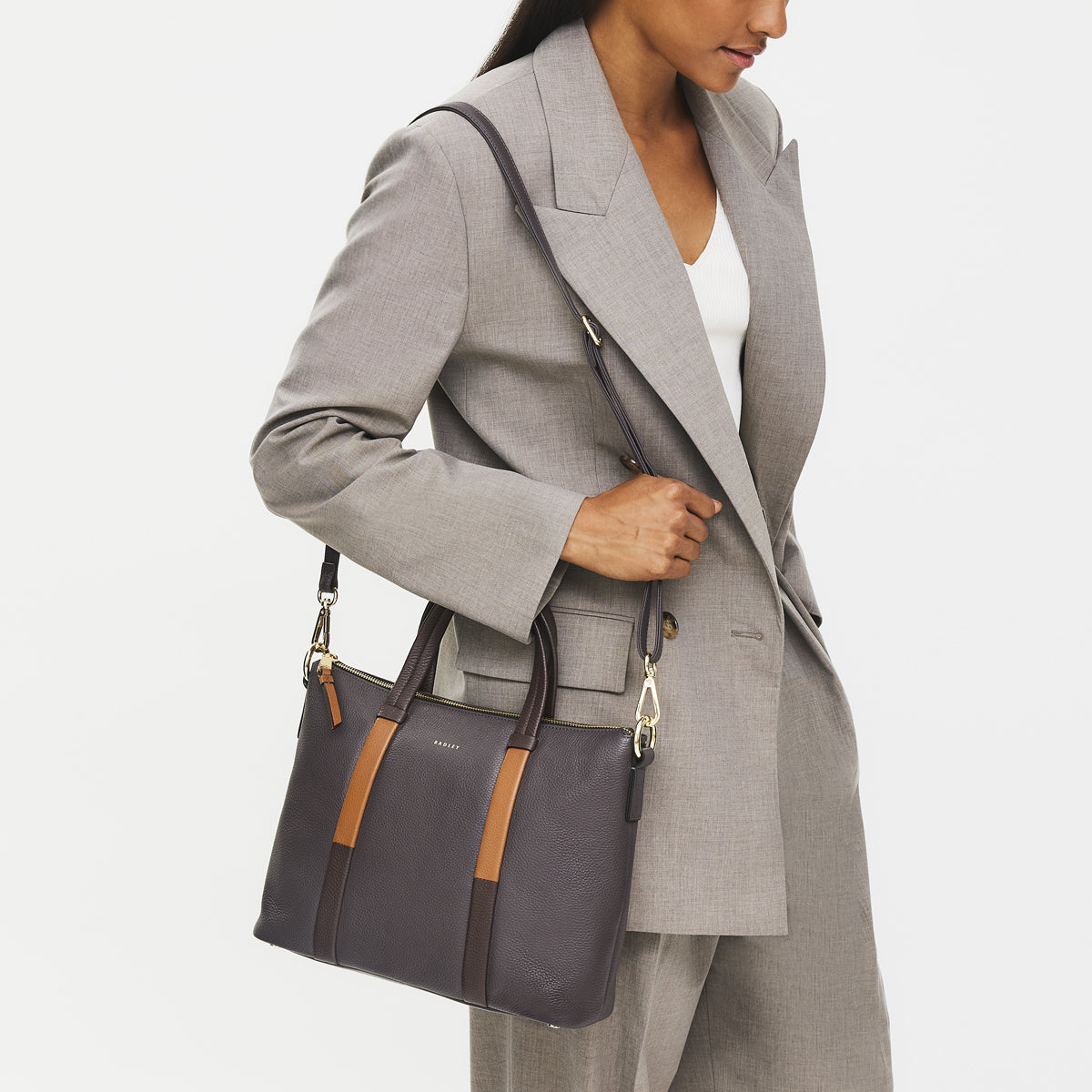 Waterloo Way Medium Ziptop Satchel Bag in Thunder - 111917