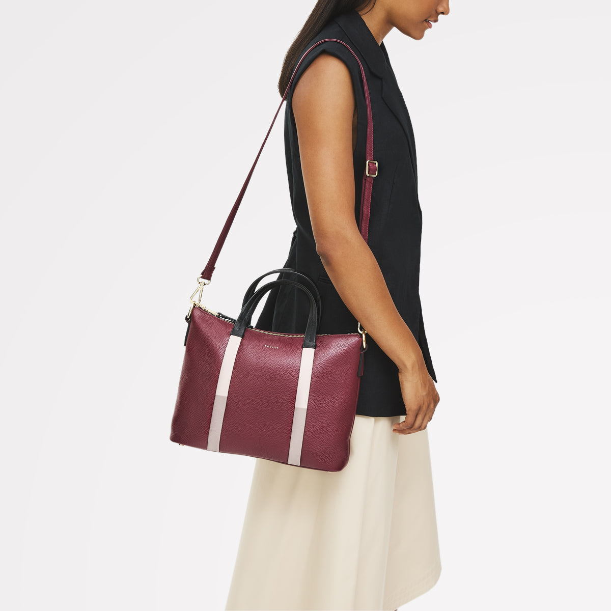 Waterloo Way Medium Ziptop Satchel Bag in Merlot - 111918
