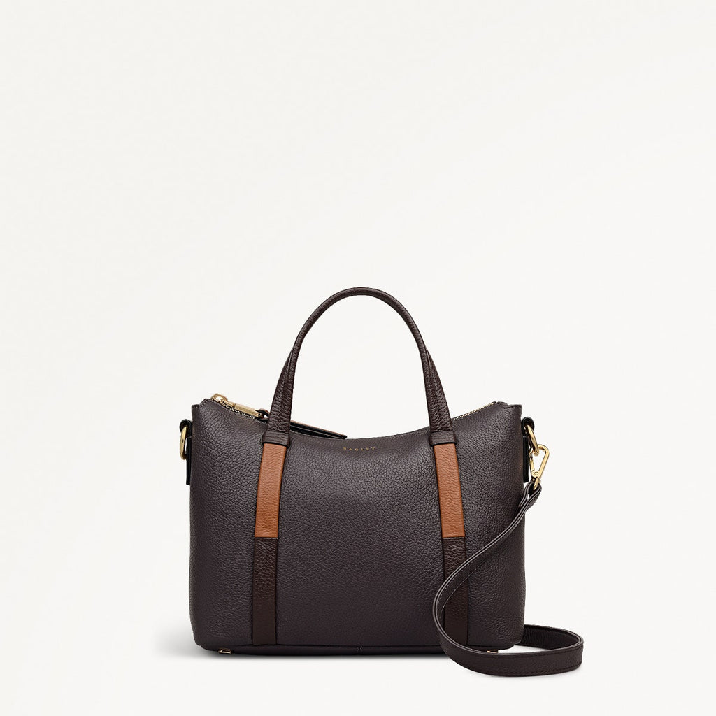 Waterloo Way Leather Small Ziptop Grab Bag in Thunder - 111920