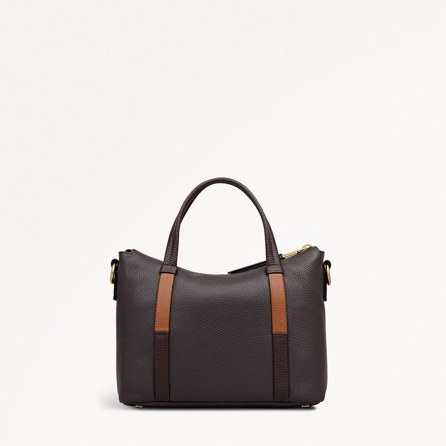 Waterloo Way Leather Small Ziptop Grab Bag in Thunder - 111920