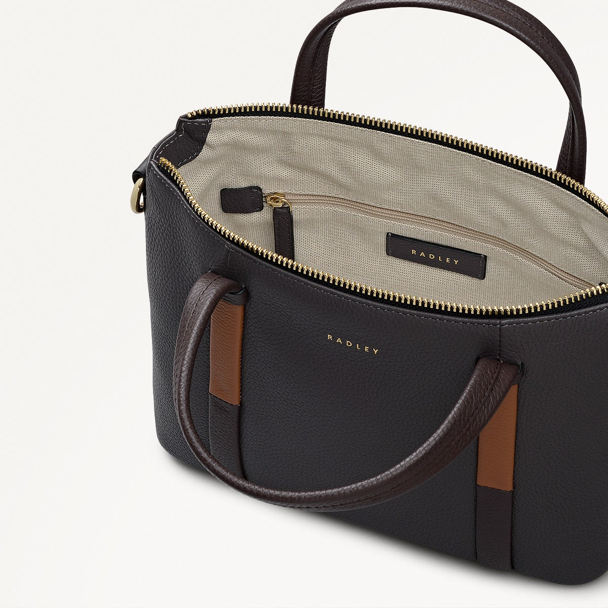 Waterloo Way Leather Small Ziptop Satchel Bag in Thunder - 111920