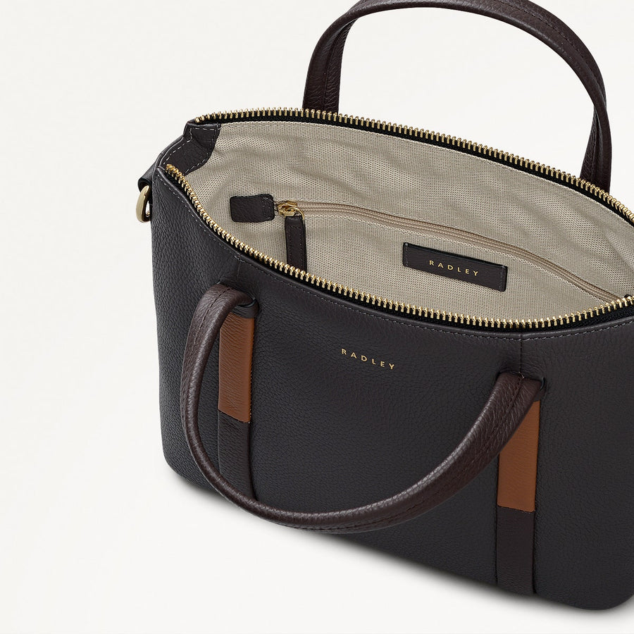 Waterloo Way Leather Small Ziptop Grab Bag in Thunder - 111920