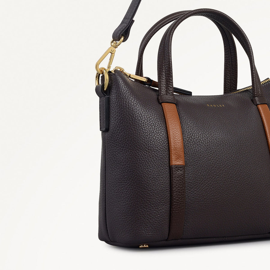 Waterloo Way Leather Small Ziptop Grab Bag in Thunder - 111920